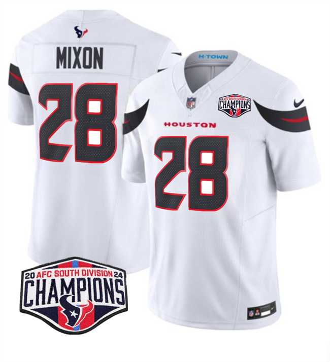 Mens Houston Texans #28 Joe Mixon White F.U.S.E. 2024 AFC South Division Champions Vapor Limited Stitched Jersey->houston texans->NFL Jersey